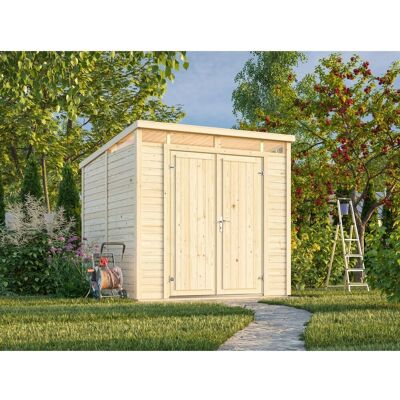 Palmako Holz-Gartenhaus Elias Pultdach Unbehandelt 221 cm x 228 cm 4,9 m² Palmako Holz-Gartenhaus Elias Pultdach Unbehandelt 221 cm x 228 cm 4,9 m²