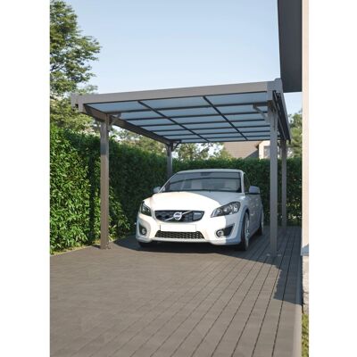 Floraworld Flachdach-Einzelcarport Aluminium Anthrazit 300 cm x 496 cm Floraworld Flachdach-Einzelcarport Aluminium Anthrazit 300 cm x 496 cm