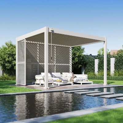 Weide Horizontale Lamellenwand Für Weide Pergola Aus Aluminium In Ivory Sand1.13 Meter Weide Horizontale Lamellenwand Für Weide Pergola Aus Aluminium In Ivory Sand1.13 Meter
