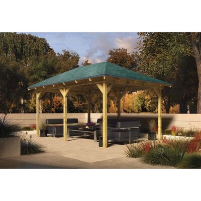 Karibu Pavillon Bever 4 kesseldruckimprägniert 429 cm x 289 cm x 296 cm Karibu Pavillon Bever 4 kesseldruckimprägniert 429 cm x 289 cm x 296 cm
