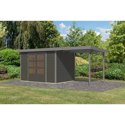 Karibu Gartenhaus Ernesto 4 B m. Anbaudach Terragrau/Grau 209 x 298 x 213 cm Karibu Gartenhaus Ernesto 4 B m. Anbaudach Terragrau/Grau 209 x 298 x 213 cm