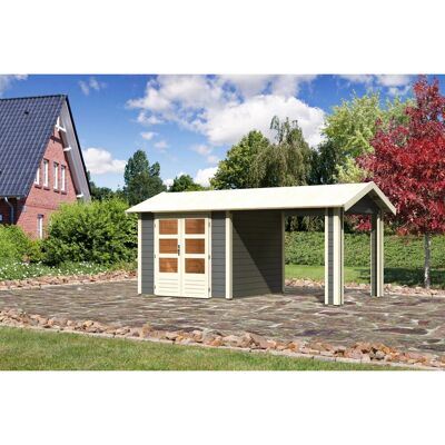 Karibu Holz-Gartenhaus Timra Terragrau Satteldach Lackiert 240 cm x 244 cm Karibu Holz-Gartenhaus Timra Terragrau Satteldach Lackiert 240 cm x 244 cm