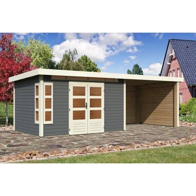 Karibu Holz-Gartenhaus Kastberg Terragrau Flachdach Lackiert 360 cm x 240 cm Karibu Holz-Gartenhaus Kastberg Terragrau Flachdach Lackiert 360 cm x 240 cm