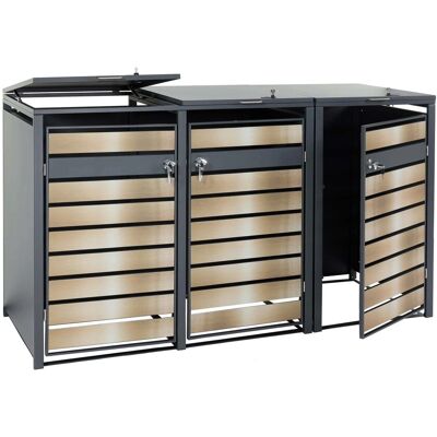 MCW XL Mülltonnenverkleidung J81 3er/6er Gold 117x215x98cm MCW XL Mülltonnenverkleidung J81 3er/6er Gold 117x215x98cm