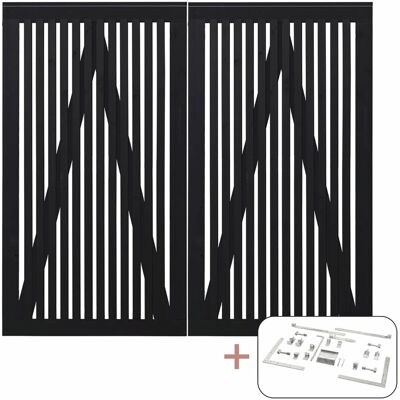 Plus Holz Doppeltor Sendai Nadelholz Schwarz 200 cm x 180 cm Plus Holz Doppeltor Sendai Nadelholz Schwarz 200 cm x 180 cm