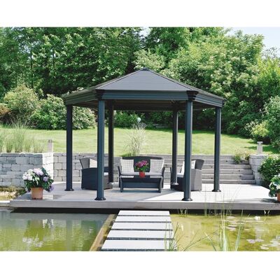 Palram - Canopia Roma 4 x 3.6 GartenPavillon Anthrazit inkl. LED Set Palram - Canopia Roma 4 x 3.6 GartenPavillon Anthrazit inkl. LED Set