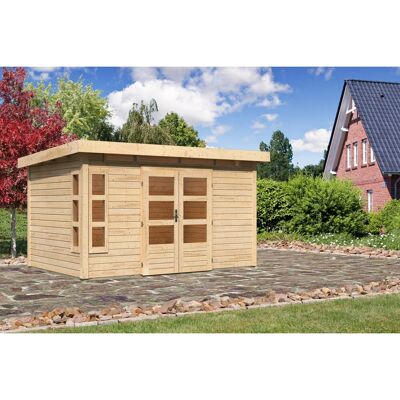Karibu Holz-Gartenhaus Kastberg Naturbelassen Flachdach 360 cm x 240 cm Karibu Holz-Gartenhaus Kastberg Naturbelassen Flachdach 360 cm x 240 cm