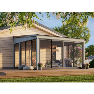 Palmako Holz-Gartenhaus Lumi Slide Pultdach Lackiert 420 cm x 420 cm 16,6 m² Palmako Holz-Gartenhaus Lumi Slide Pultdach Lackiert 420 cm x 420 cm 16,6 m²