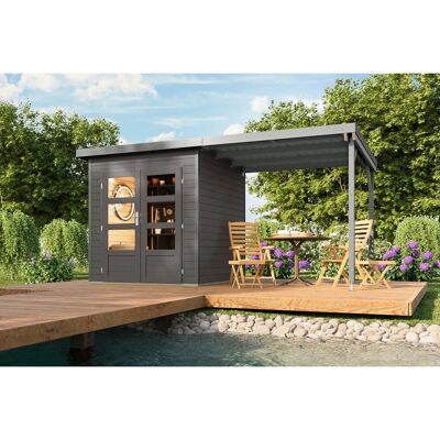Karibu Gartenhaus Domingo 1 B mit Anbaudach 2,33 m Grau-Alu Karibu Gartenhaus Domingo 1 B mit Anbaudach 2,33 m Grau-Alu