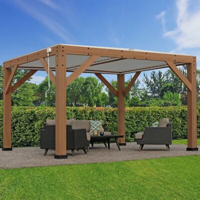Westmann Pavillon Karl mit Lamellendach 396 cm x 335 cm x 251 cm Braun FSC® Westmann Pavillon Karl mit Lamellendach 396 cm x 335 cm x 251 cm Braun FSC®