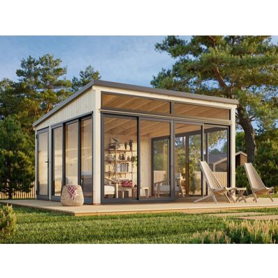 Palmako Holz-Gartenhaus Saga Slide Plus Pultdach Unbehandelt 420 cm x 420 cm Palmako Holz-Gartenhaus Saga Slide Plus Pultdach Unbehandelt 420 cm x 420 cm