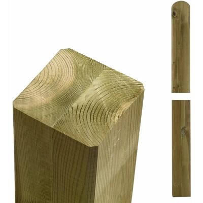 Plus Zaunpfosten Leimholz Kiefer druckimprägniert 9 cm x 9 cm x 298 cm Kopf gerundet Plus Zaunpfosten Leimholz Kiefer druckimprägniert 9 cm x 9 cm x 298 cm Kopf gerundet
