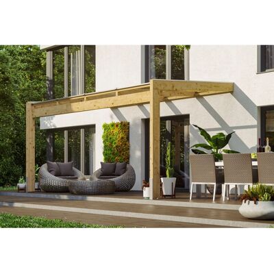 Skan Holz Terrassenüberdachung Novara 450 cm x 359 cm unbehandelt Skan Holz Terrassenüberdachung Novara 450 cm x 359 cm unbehandelt
