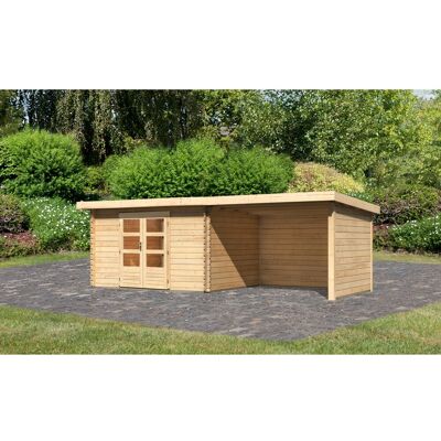 Karibu Holz-Gartenhaus Natur Pultdach Unbehandelt 340 cm x 280 cm Karibu Holz-Gartenhaus Natur Pultdach Unbehandelt 340 cm x 280 cm