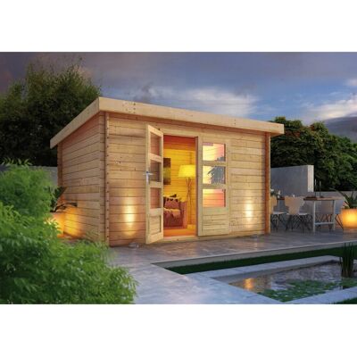 Karibu Holz-Gartenhaus Natur Pultdach Unbehandelt 340 cm x 280 cm Karibu Holz-Gartenhaus Natur Pultdach Unbehandelt 340 cm x 280 cm