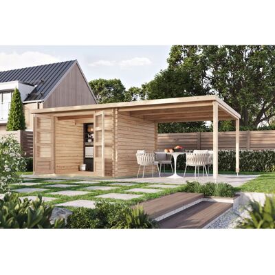 Karibu Gartenhaus Dortmund Set mit Anbaudach Karibu Gartenhaus Dortmund Set mit Anbaudach