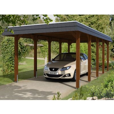 Skanholz Spreewald Carport - Flachdach, Braun, 345x741 cm Skanholz Spreewald Carport - Flachdach, Braun, 345x741 cm