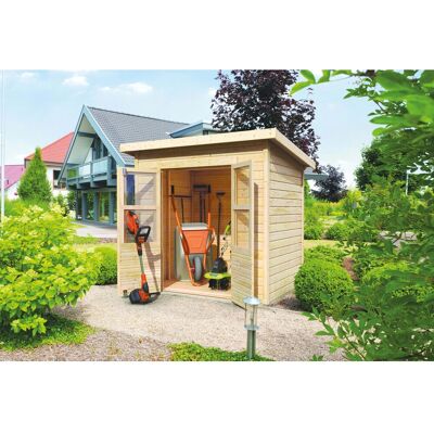 Karibu Holz-Gartenhaus Neuenburg Natur Pultdach Unbehandelt 208 cm x 150 cm Karibu Holz-Gartenhaus Neuenburg Natur Pultdach Unbehandelt 208 cm x 150 cm