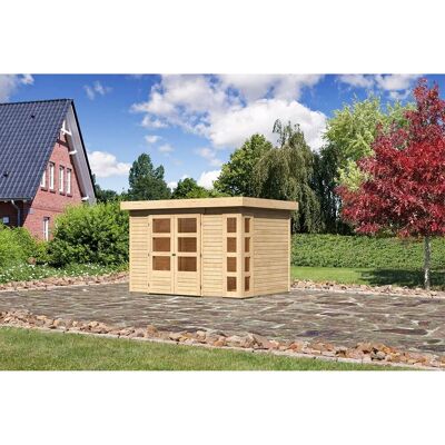 Karibu Holz-Gartenhaus Sölve Natur Flachdach Unbehandelt 298 cm x 213 cm Karibu Holz-Gartenhaus Sölve Natur Flachdach Unbehandelt 298 cm x 213 cm