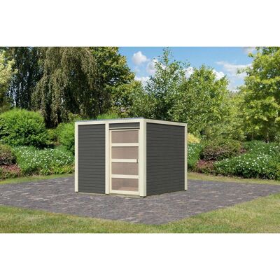 Karibu Holz-Gartenhaus Cuadrado Terragrau Flachdach Lackiert 242 cm x 242 cm Karibu Holz-Gartenhaus Cuadrado Terragrau Flachdach Lackiert 242 cm x 242 cm