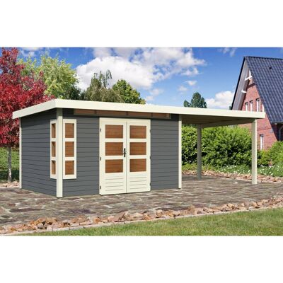 Karibu Holz-Gartenhaus Kastberg Terragrau Flachdach Lackiert 360 cm x 240 cm Karibu Holz-Gartenhaus Kastberg Terragrau Flachdach Lackiert 360 cm x 240 cm