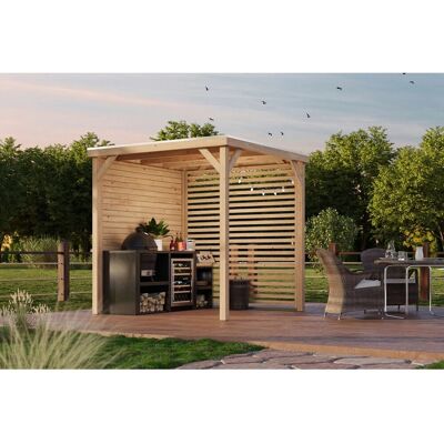 Karibu Pavillon Cannes Outdoorkitchen XL m. Seit- u. Lamellenwand 231cm x 231cm Karibu Pavillon Cannes Outdoorkitchen XL m. Seit- u. Lamellenwand 231cm x 231cm