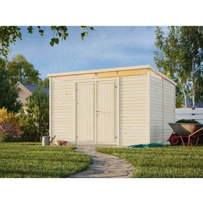 Palmako Holz-Gartenhaus Elias Pultdach Unbehandelt 330 cm x 228 cm 7,3 m² Palmako Holz-Gartenhaus Elias Pultdach Unbehandelt 330 cm x 228 cm 7,3 m²