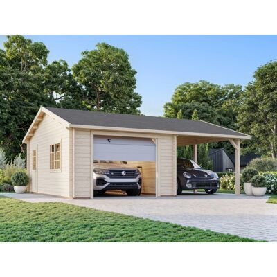 Palmako Garage Roger mit Sektionaltor 653 x 550 cm Lackiert Weiß FSC® Palmako Garage Roger mit Sektionaltor 653 x 550 cm Lackiert Weiß FSC®