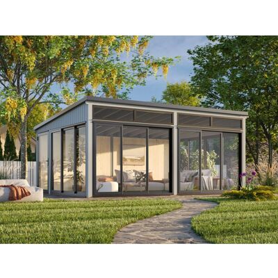 Palmako Holz-Gartenhaus Saga Slide Pultdach Lackiert 582 cm x 420 cm 23,3 m² Palmako Holz-Gartenhaus Saga Slide Pultdach Lackiert 582 cm x 420 cm 23,3 m²