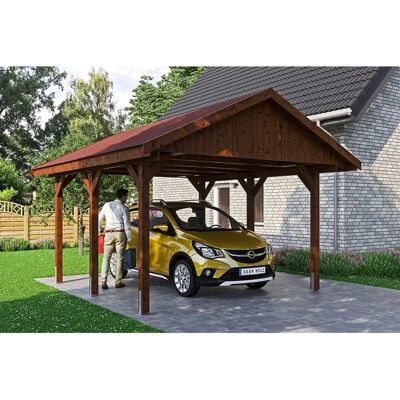 Skanholtz Wallgau Carport - Einzel, Braun, Imprägniertes Holz, Satteldach - Carport Skanholtz Wallgau Carport - Einzel, Braun, Imprägniertes Holz, Satteldach - Carport