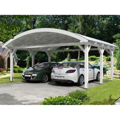 SKANHOLZ Carport Franken - Weiß, 635x541 cm, Leimholz - Runddach - Carport SKANHOLZ Carport Franken - Weiß, 635x541 cm, Leimholz - Runddach - Carport