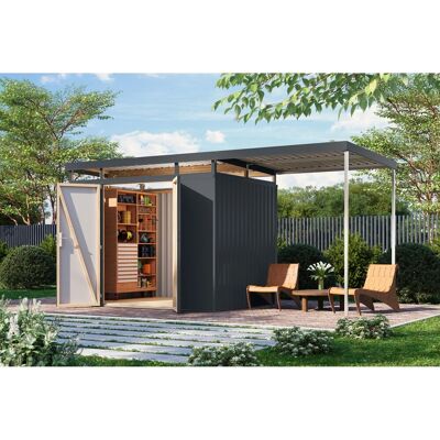 Karibu Metallgerätehaus Argos 3 mit Anbaudach 2 m Anthrazit Karibu Metallgerätehaus Argos 3 mit Anbaudach 2 m Anthrazit