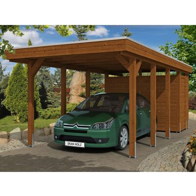 SKANHOLZ Friesland Set 2 Nussbaum Carport - Flachdach SKANHOLZ Friesland Set 2 Nussbaum Carport - Flachdach