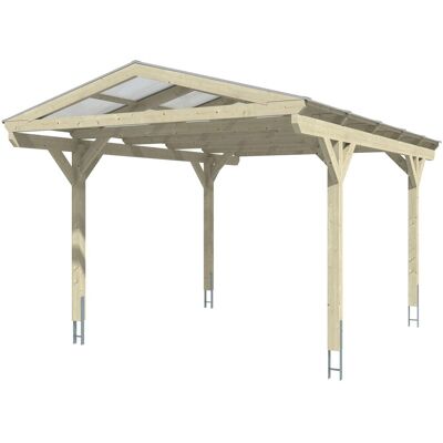 SKANHOLZ Westerwald Carport - Nussbaum - 20,72 m² - Satteldach SKANHOLZ Westerwald Carport - Nussbaum - 20,72 m² - Satteldach