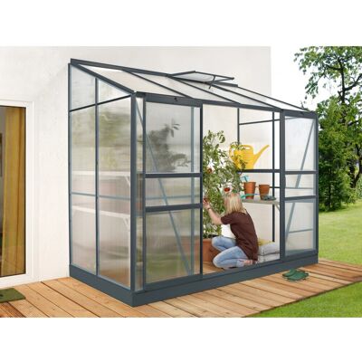 Vitavia Anlehn-Gewächshaus Ida 3300 mit 4 mm HKP 3,3 m² Schwarz Vitavia Anlehn-Gewächshaus Ida 3300 mit 4 mm HKP 3,3 m² Schwarz