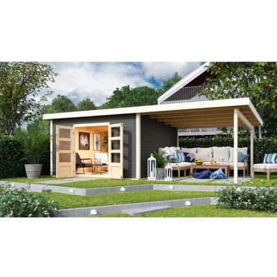Karibu Holz-Gartenhaus Karlskoga 5 Terragrau Pultdach Lackiert 365 cm x 357 cm Karibu Holz-Gartenhaus Karlskoga 5 Terragrau Pultdach Lackiert 365 cm x 357 cm