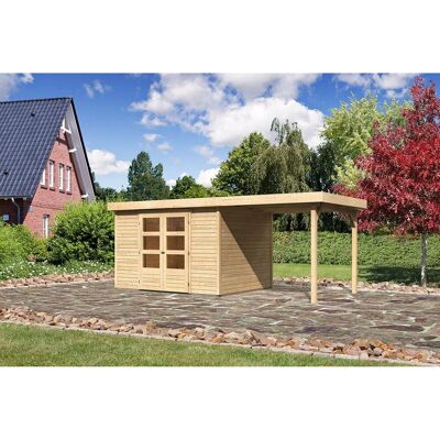 Karibu Holz-Gartenhaus Boras Natur Flachdach Unbehandelt 298 cm x 242 cm Karibu Holz-Gartenhaus Boras Natur Flachdach Unbehandelt 298 cm x 242 cm