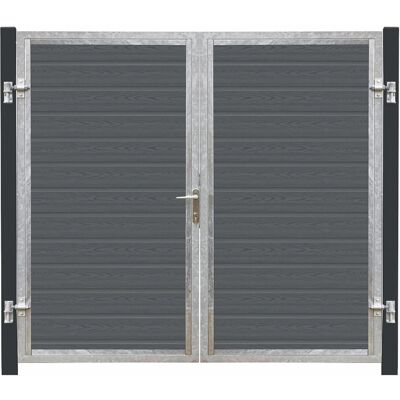 Plus Holz Doppeltor Artura WPC Schiefergrau Pfosten Grauschwarz 213 cm x 175 cm Plus Holz Doppeltor Artura WPC Schiefergrau Pfosten Grauschwarz 213 cm x 175 cm