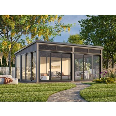 Palmako Holz-Gartenhaus Saga Slide Pultdach Lackiert 582 cm x 420 cm 23,3 m² Palmako Holz-Gartenhaus Saga Slide Pultdach Lackiert 582 cm x 420 cm 23,3 m²