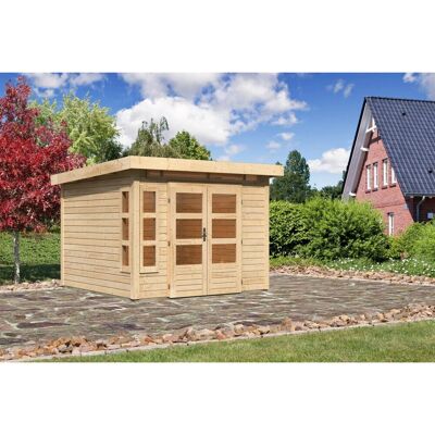 Karibu Holz-Gartenhaus Kastberg Naturbelassen Flachdach 270 cm x 270 cm Karibu Holz-Gartenhaus Kastberg Naturbelassen Flachdach 270 cm x 270 cm