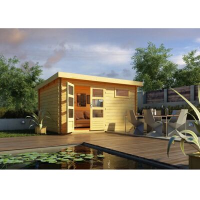 Karibu Holz-Gartenhaus Ängelholm Natur Pultdach Unbehandelt 370 cm x 280 cm Karibu Holz-Gartenhaus Ängelholm Natur Pultdach Unbehandelt 370 cm x 280 cm