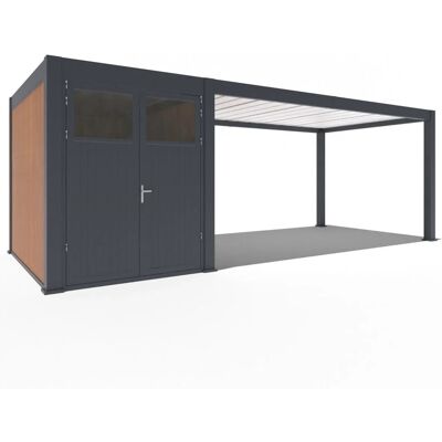 WeideㅤCarport mit Schuppen aus Aluminium, 3 x 7,2 M, Garage anthrazitㅤ WeideㅤCarport mit Schuppen aus Aluminium, 3 x 7,2 M, Garage anthrazitㅤ