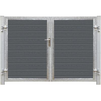 Plus Holz Doppeltor Artura WPC Schiefergrau 213 cm x 135 cm Pfosten verzinkt Plus Holz Doppeltor Artura WPC Schiefergrau 213 cm x 135 cm Pfosten verzinkt