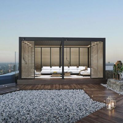 Weide Holzoptik Wand Für Pergola Drehbare Lamellen Aluminium 3 Maße1.23 Meter Holzoptik Weide Holzoptik Wand Für Pergola Drehbare Lamellen Aluminium 3 Maße1.23 Meter Holzoptik