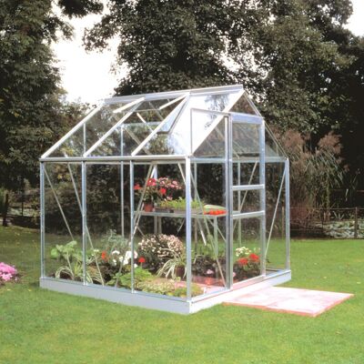 Halls 6x6 Gewächshaus Aluminium Silber - Kleines Gartenhaus Halls 6x6 Gewächshaus Aluminium Silber - Kleines Gartenhaus