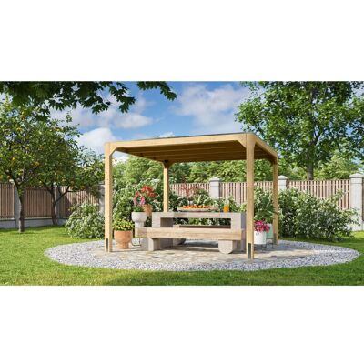 Karibu Fyrkant Pavillon Naturbelassen 320 cm x 320 cm Karibu Fyrkant Pavillon Naturbelassen 320 cm x 320 cm