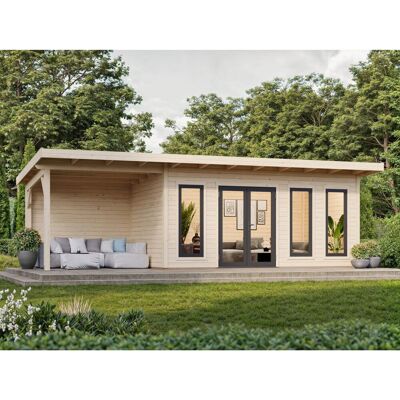 Palmako Holz-Gartenhaus Aurelia Pultdach Unbehandelt 833 cm x 300 cm 23,1 m² Palmako Holz-Gartenhaus Aurelia Pultdach Unbehandelt 833 cm x 300 cm 23,1 m²