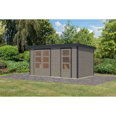 Karibu Gartenhaus Alfredo D Wassergrau/Anthrazit 209 x 400 x 213 cm Karibu Gartenhaus Alfredo D Wassergrau/Anthrazit 209 x 400 x 213 cm