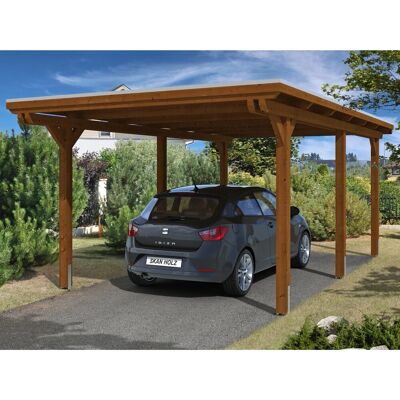 SKANHOLZ Nussbaum Carport Emsland - Flachdach, 354x604cm, 1 Fahrzeug SKANHOLZ Nussbaum Carport Emsland - Flachdach, 354x604cm, 1 Fahrzeug