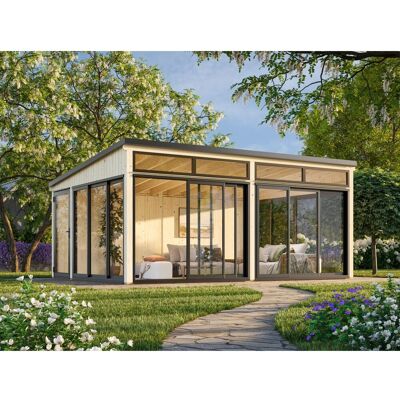Palmako Holz-Gartenhaus Saga Slide Plus Pultdach Unbehandelt 582 cm x 420 cm Palmako Holz-Gartenhaus Saga Slide Plus Pultdach Unbehandelt 582 cm x 420 cm